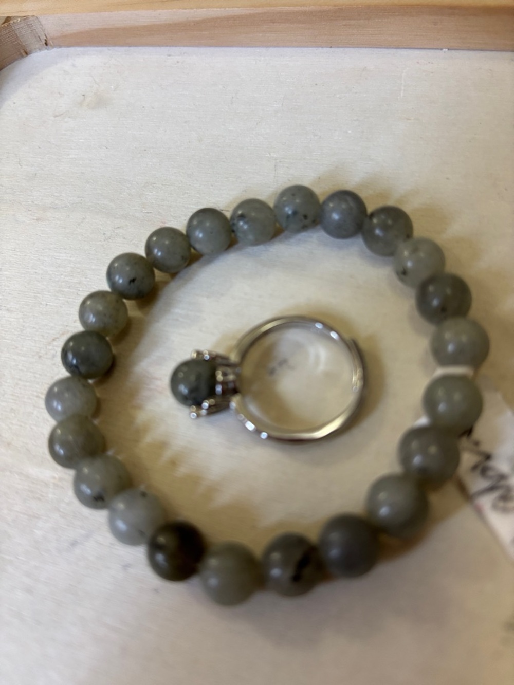 Labradorite Beaded Stretch Bracelet for Women - Subtle Stone Finish
